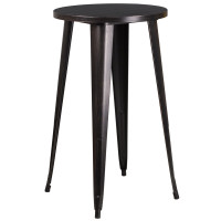 Flash Furniture CH-51080-40-BQ-GG 24'' Round Metal Indoor-Outdoor Bar Height Table in Black/Antique Gold